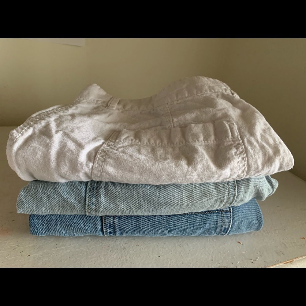 2 denim  & 1 linen shorts